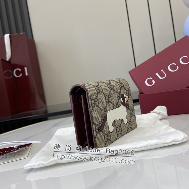 Gucci專櫃古馳最新款飾小狗細節GG迷你錢包 jh1968型號：818767